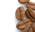 Macro of coffee beans on white background Royalty Free Stock Photo