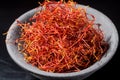 Macro collection, expensive real dried saffron spice close up Royalty Free Stock Photo