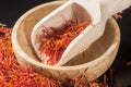 Macro collection, expensive real dried saffron spice close up Royalty Free Stock Photo