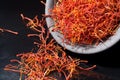 Macro collection, expensive real dried saffron spice close up Royalty Free Stock Photo