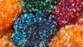 Macro colored sugar crystals