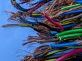 Macro of colorful electric cable with high quality grade on isolated background Royalty Free Stock Photo