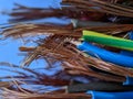 Macro of colorful electric cable with high quality grade on isolated background Royalty Free Stock Photo