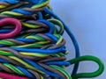 Macro of colorful electric cable with high quality grade on isolated background Royalty Free Stock Photo