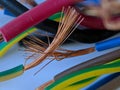 Macro of colorful electric cable with high quality grade on isolated background Royalty Free Stock Photo