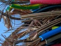 Macro of colorful electric cable with high quality grade on isolated background Royalty Free Stock Photo