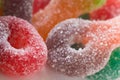 Macro of colorful sugar coated chewy gummy candy Royalty Free Stock Photo