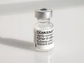 Macro of Comirnaty Biontech vaccination ampoule against Covid-19 or Corona virus Royalty Free Stock Photo