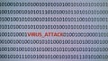 Computer screen shot with binary code and warning text, concept for computer, technology and online security. Royalty Free Stock Photo