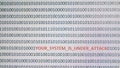 Computer screen shot with binary code and warning text, concept for computer, technology and online security. Royalty Free Stock Photo