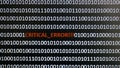 Computer screen shot with binary code and warning text, concept for computer, technology and online security. Royalty Free Stock Photo