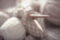 The macro concept of knitting wool and needles Royalty Free Stock Photo