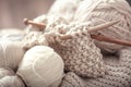 The macro concept of knitting wool and needles Royalty Free Stock Photo