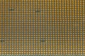 Macro of cpu gold pins and chip of computer Royalty Free Stock Photo