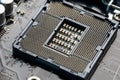 Macro CPU socket.CPU socket The main components of a computer. Royalty Free Stock Photo