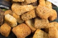 Macro of croutons