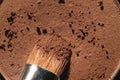 Macro crumbly eyeshadow refill. Professional cosmetic. Makeup tools. Royalty Free Stock Photo