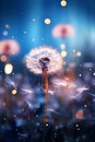 macro dandelion blooming with a depth of field