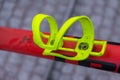 Macro detail of an acid yellow bike bottle cage