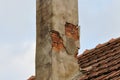 Deteriorated brick-made chimney Royalty Free Stock Photo