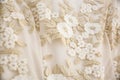 Wedding dress with embroidered flowers Royalty Free Stock Photo