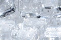 Macro detail of ice cubes with water droplet Royalty Free Stock Photo