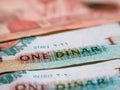 Macro detail picture with one Jordanian dinar banknote.