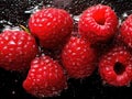 Macro detail Red raspberry fruit with fresh taste and sparkling water drops Royalty Free Stock Photo