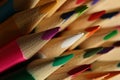 Macro detail of a set of colored pencils. Royalty Free Stock Photo