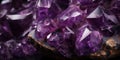 Macro detail to precious stone consisting of a violet or purple variety of quartz, ametyst raw material stone, jewelry