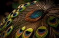 Macro Detailed Feathers on the Wing of Peacock. Soft Focus Detailed Macro Close Up Background. Generative AI