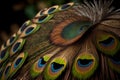 Macro Detailed Feathers on the Wing of Peacock. Soft Focus Detailed Macro Close Up Background. Generative AI