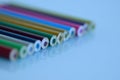 Macro details of lined up colorful wooden pencils Royalty Free Stock Photo