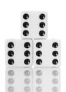 Macro dice game isolated on white