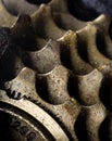 A macro of dirty bicycle gears Royalty Free Stock Photo
