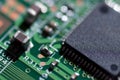 Macro of electronic circuit board pcb in green Royalty Free Stock Photo