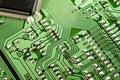 Macro of electronic circuit board pcb in green Royalty Free Stock Photo