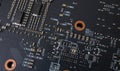 Macro of electronic circuit of videocard Royalty Free Stock Photo