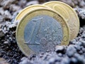 Macro euro coin eurocent on the ground