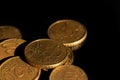 Macro euro coins in a pile Royalty Free Stock Photo