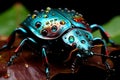 macro exploration of a insect, vibrant colors and spots