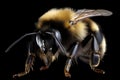 A macro extreme closeup of fluffy bumblebee. AI generative image