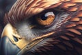 Macro eye proud eagle. Photorealistic image created by artificial intelligence