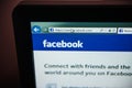 Macro of Facebook social network website address on computer display