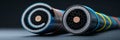 Macro fiber optic cable in section, technological concept for high-speed internet and digital data networks Royalty Free Stock Photo