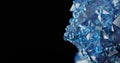 Macro focus surface of light blue crystal stone on black background with 3D design. Royalty Free Stock Photo
