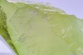 Macro focused raw shiny semi-transparent light lime green, pistachio calcite stone Royalty Free Stock Photo