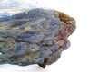 Macro focused raw uncut vibrant blue kyanite crystal