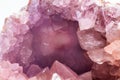 Macro focused vibrant pink amethyst quartz geode crystal Royalty Free Stock Photo