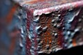 macro of freshly welded metal seam